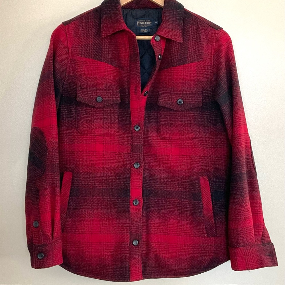 Pendleton Women’s Red Plaid Wool Shirt Jacket